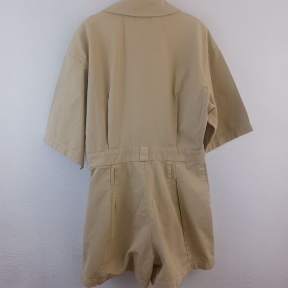 RACHEL COMEY Larch Butter Beige Short Sleeve Button Romper Shortsuit size 10 - Picture 7 of 7